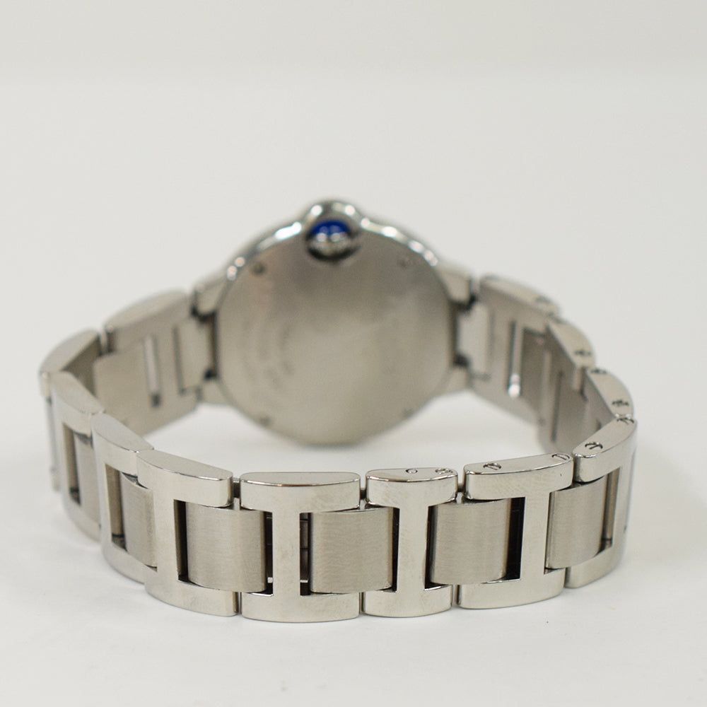 Cartier Ballon Bleu Small 28mm Diamond Bezel Steel W4BB0015 – Silver Roman Dial