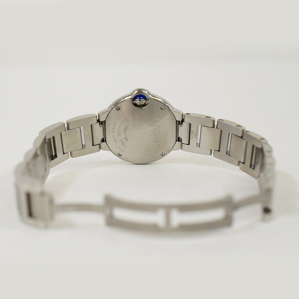 Cartier Ballon Bleu Small 28mm Diamond Bezel Steel W4BB0015 – Silver Roman Dial