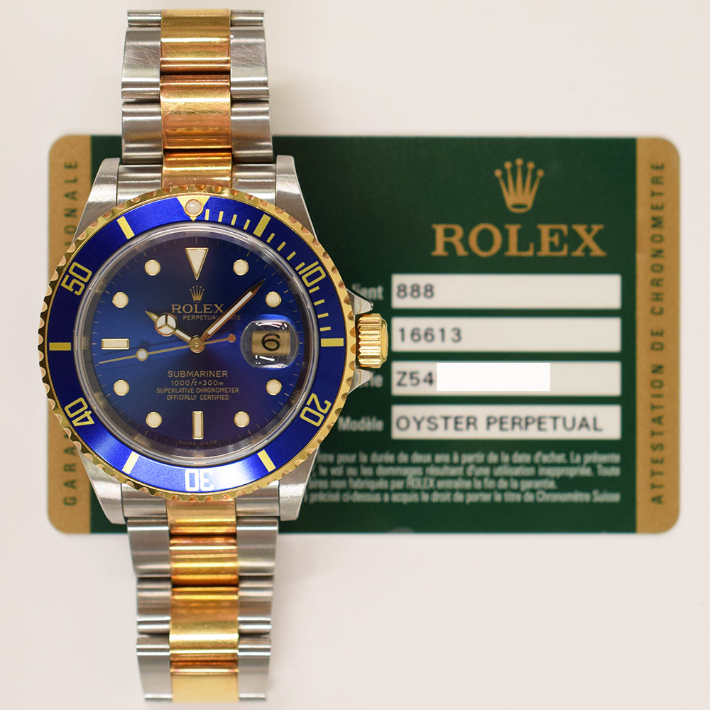 Rolex Submariner Date 40mm Steel and Yellow Gold 16613 – Blue Dial