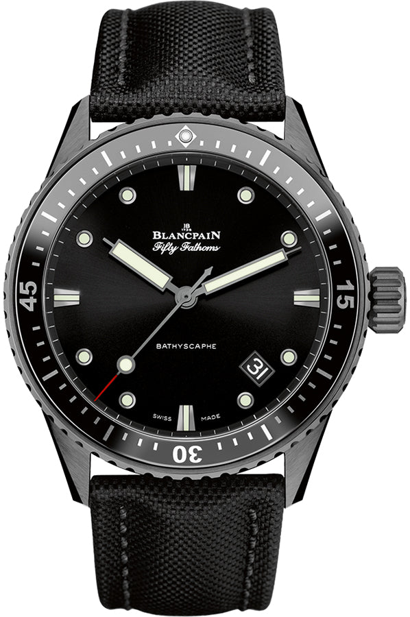 Blancpain Fifty Fathoms Bathyscaphe Black Ceramic Sail-Canvas (5000-0130-B52A)