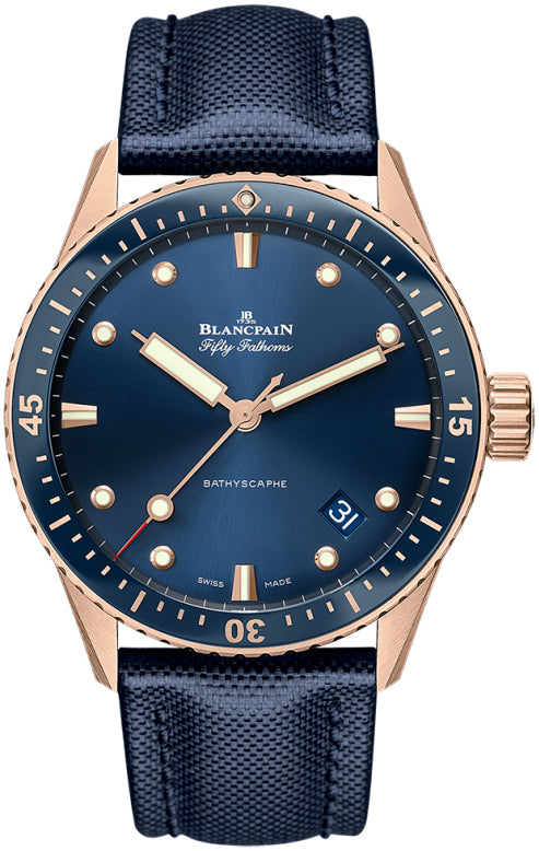 Blancpain Fifty Fathoms Bathyscaphe Sedna Gold Blue Canvas (5000-36S40-O52A)
