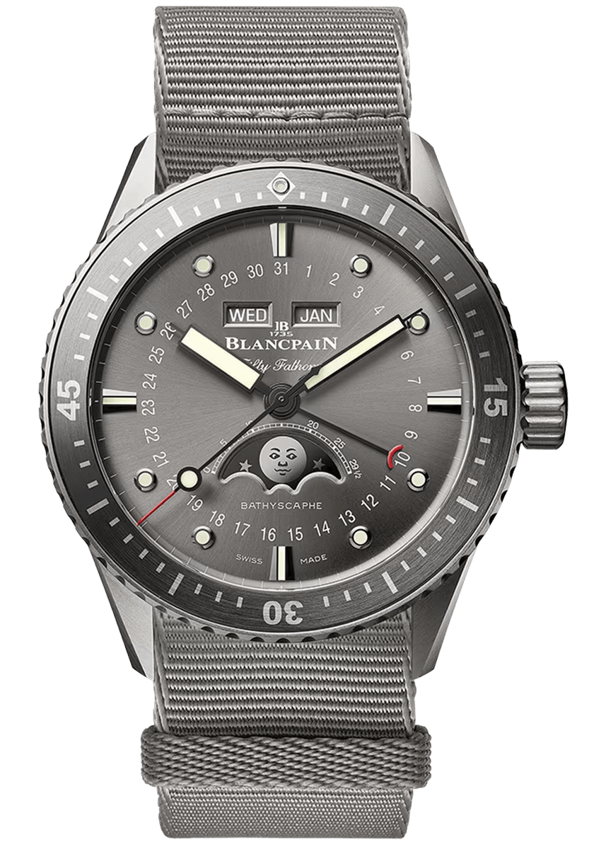 Blancpain Fifty Fathoms Bathyscaphe Quantieme Complet Phases de Lune NATO (5054-1210-NAGA)