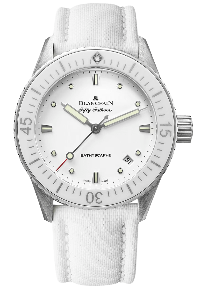 Blancpain Fifty Fathoms Bathyscaphe 38mm Ultra-Slim White Canvas (5100-1127-W52A)