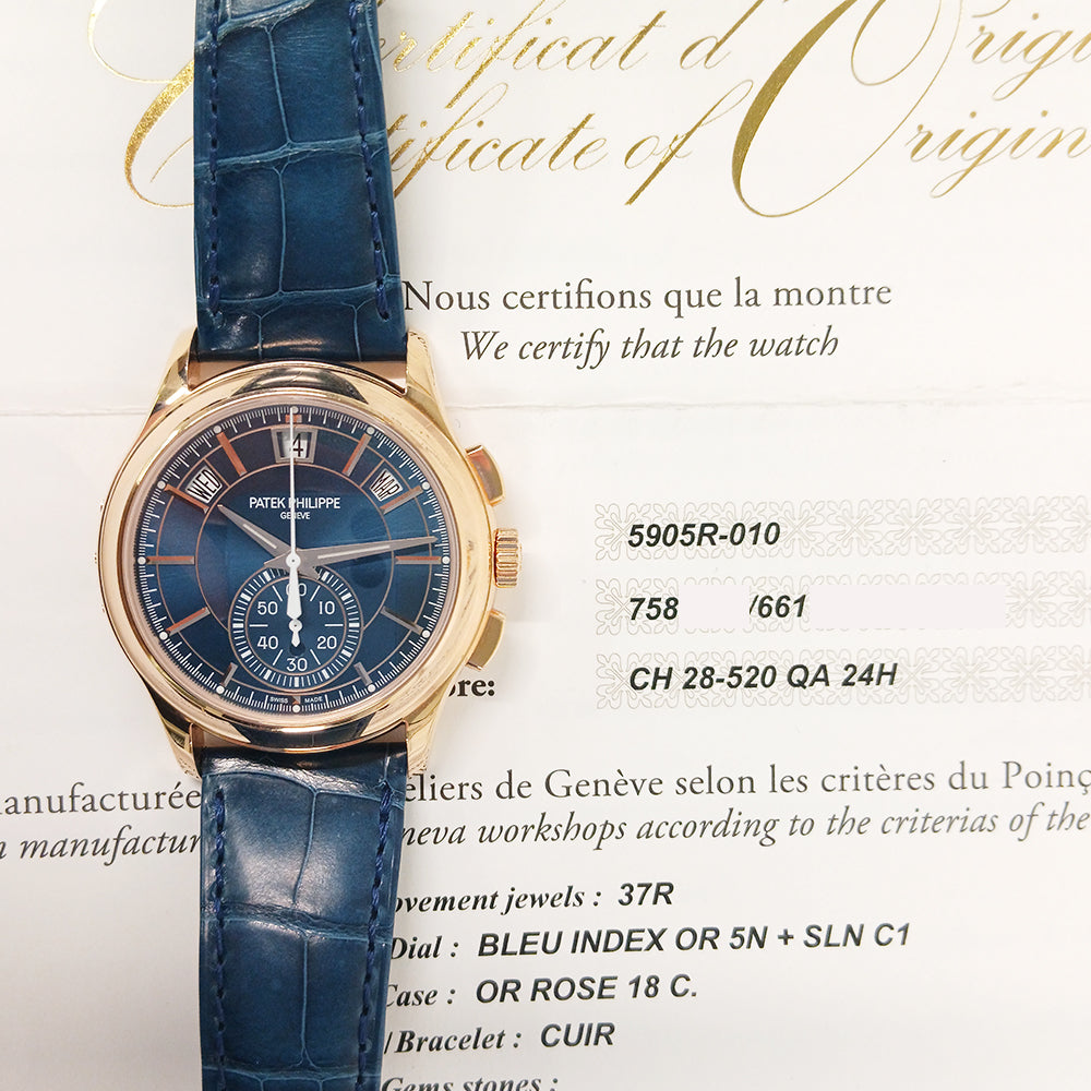 Patek Philippe Annual Calendar Flyback Chronograph 42mm 5905R-010 – Blue Dial