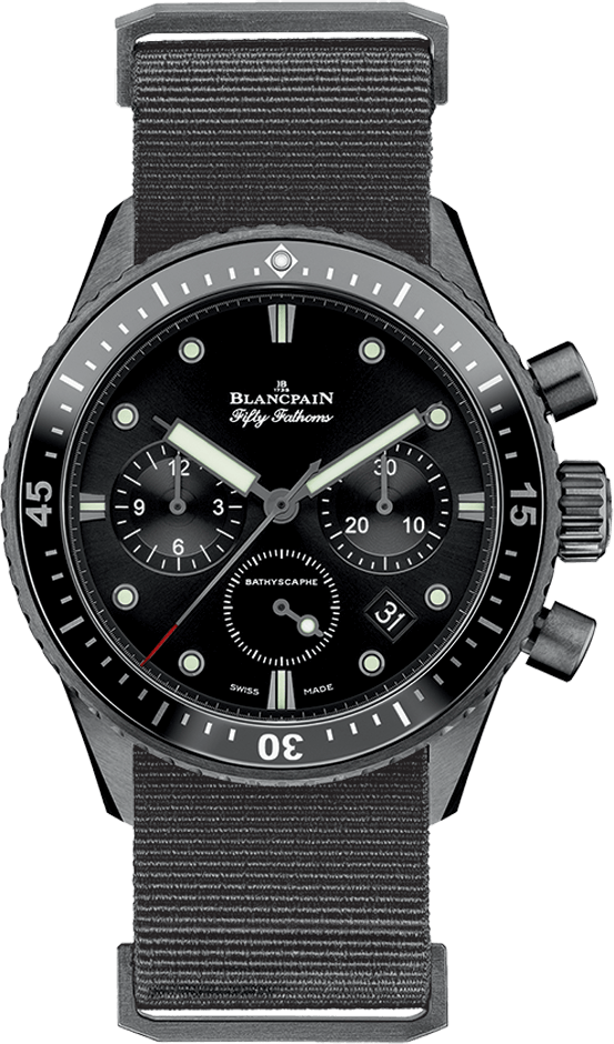Blancpain Fifty Fathoms Bathyscaphe Chronographe Flyback Ceramic Grey NATO (5200-0130-NABA)