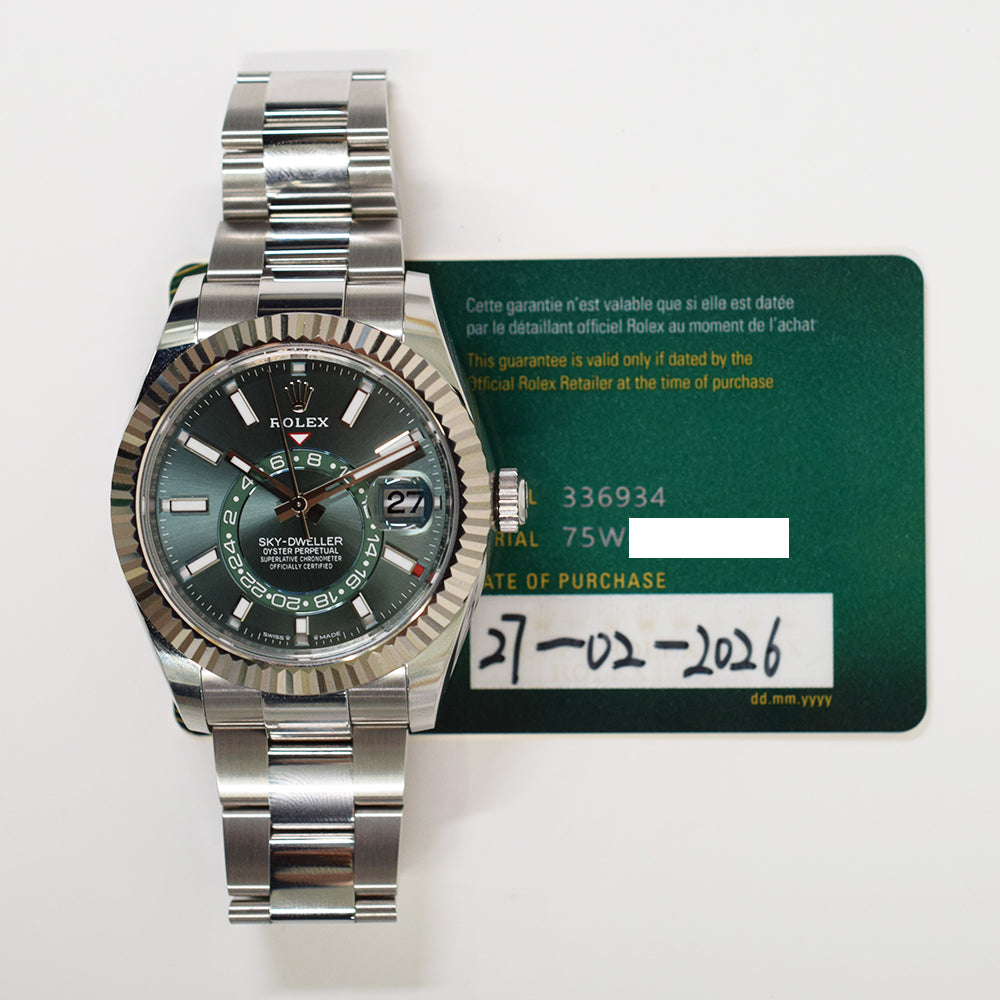 Rolex Sky-Dweller 42mm Steel and White Gold 336934 – Green Dial