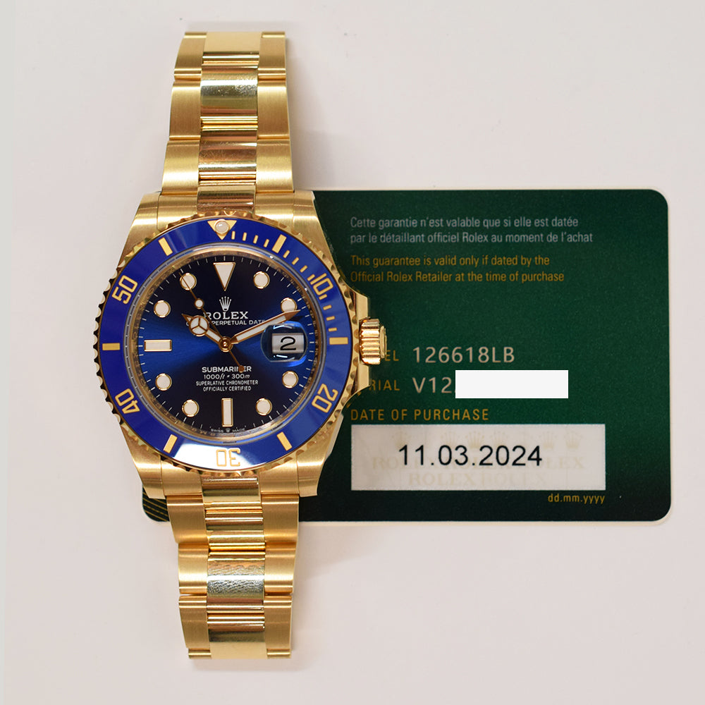 Rolex Submariner Date 41mm Yellow Gold Blue Bezel 126618LB – Blue Dial