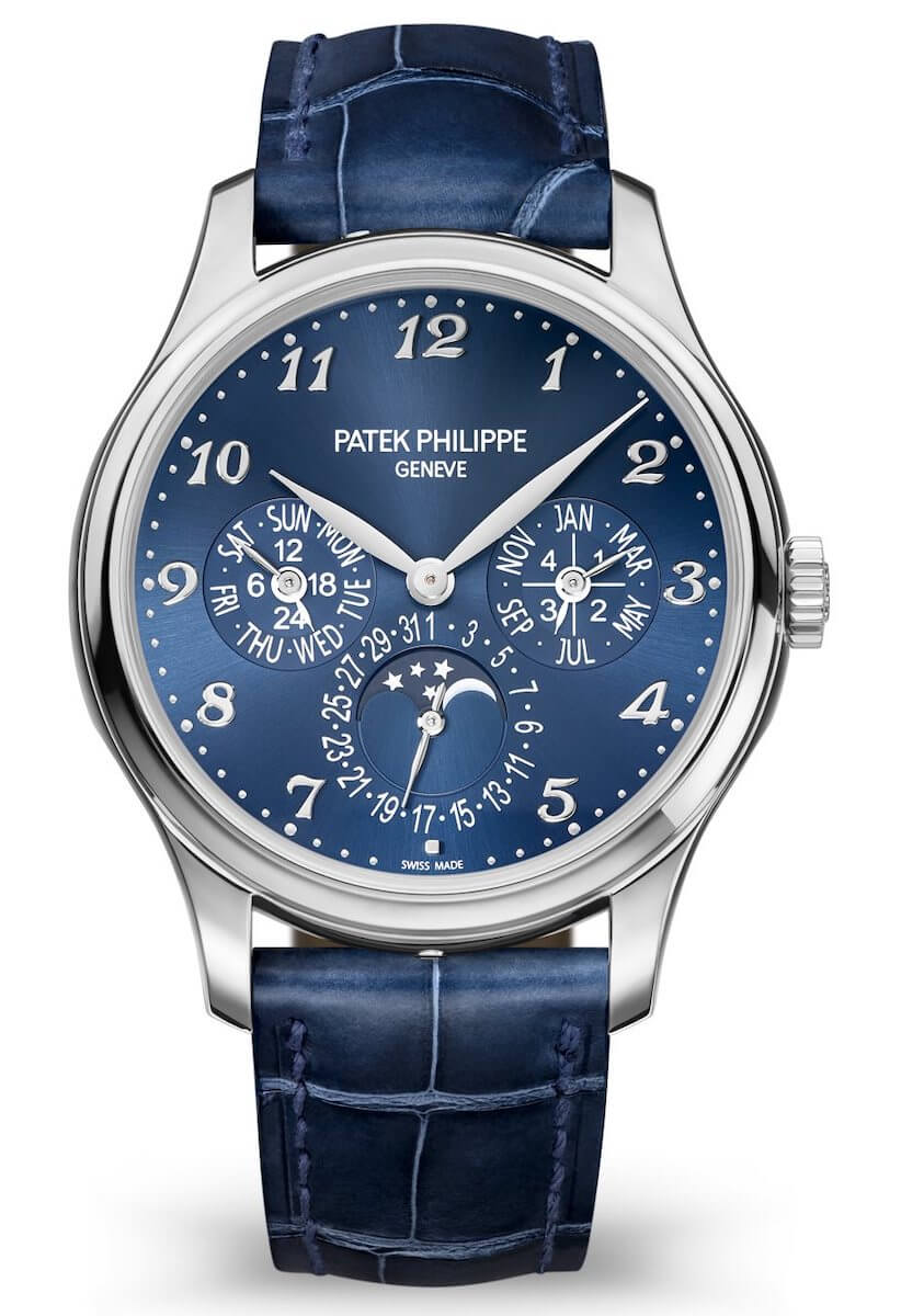 Patek Philippe Grand Complications Perpetual Calendar White Gold Blue Alligator Men’s Watch (5327G-001)