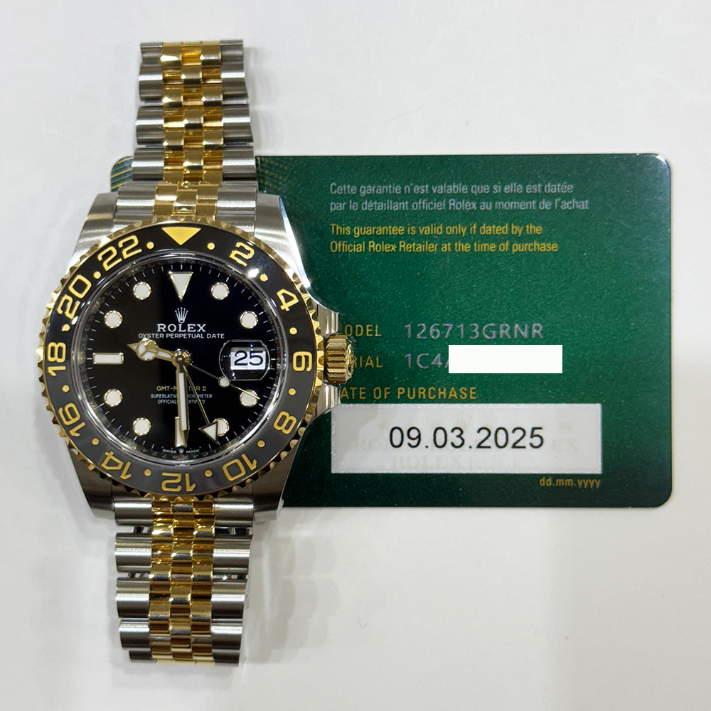 Rolex GMT-Master II 40mm Steel and Yellow Gold Grey Black Bezel 126713GRNR – Black Dial