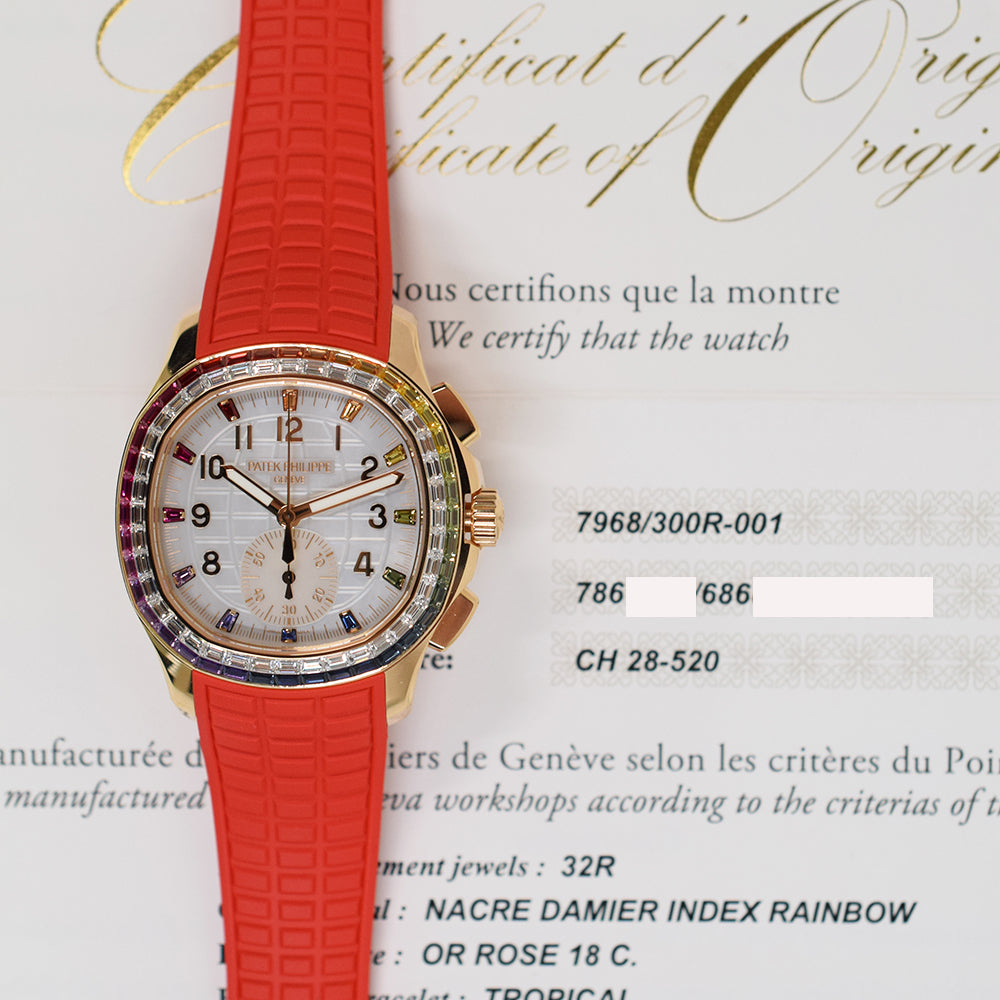 Patek Philippe Aquanaut Luce Rainbow Chronograph 39.9mm 7968/300R-001 – MOP Rainbow Diamond Dial