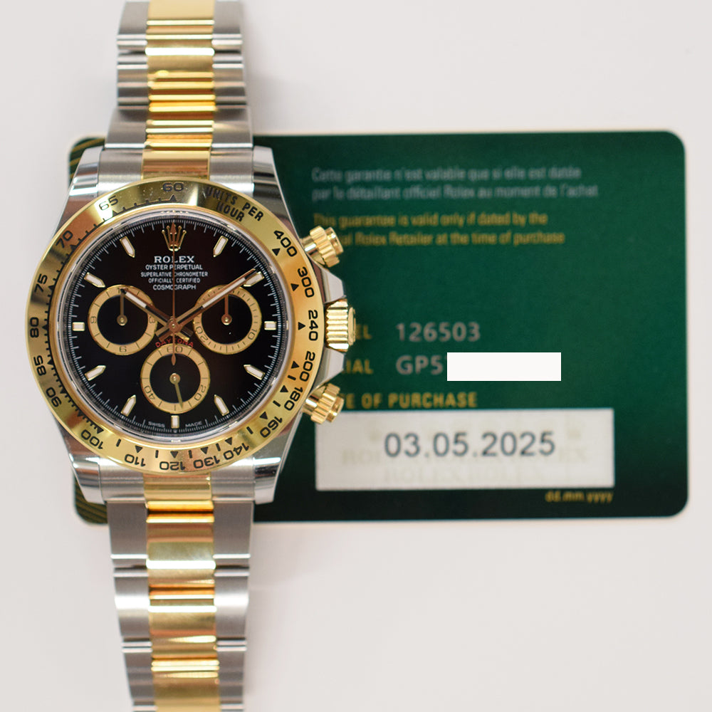 Rolex Cosmograph Daytona 40mm Steel and Yellow Gold 126503 – Black Dial