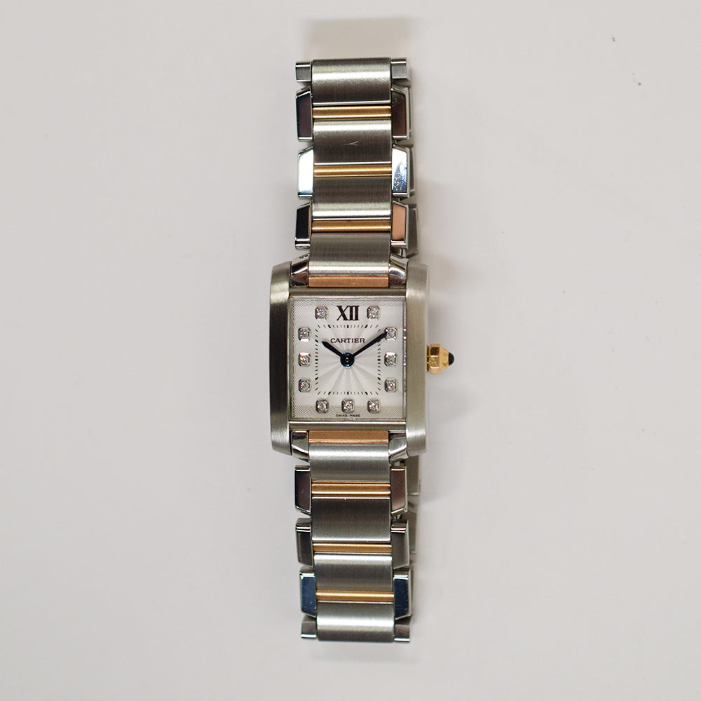 Cartier Tank Française Small Diamond Dial Steel WE110004 – Silver Diamond Dial