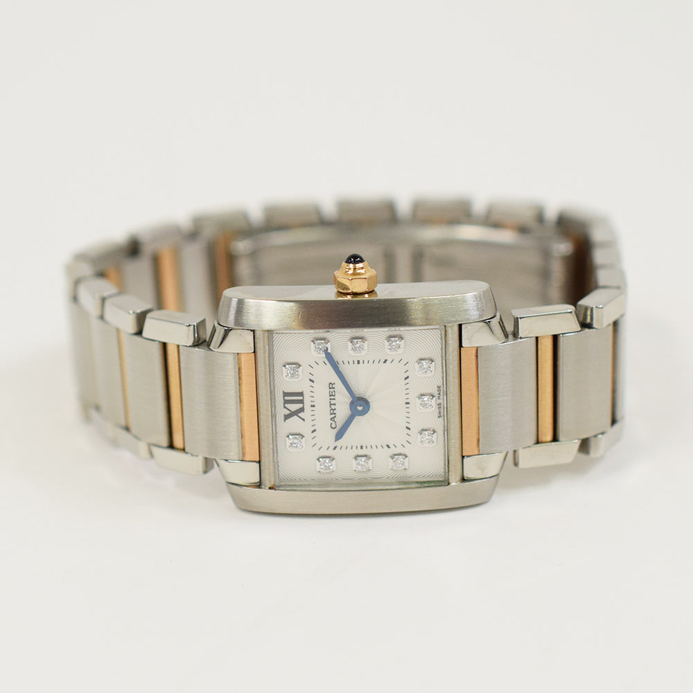 Cartier Tank Française Small Diamond Dial Steel WE110004 – Silver Diamond Dial