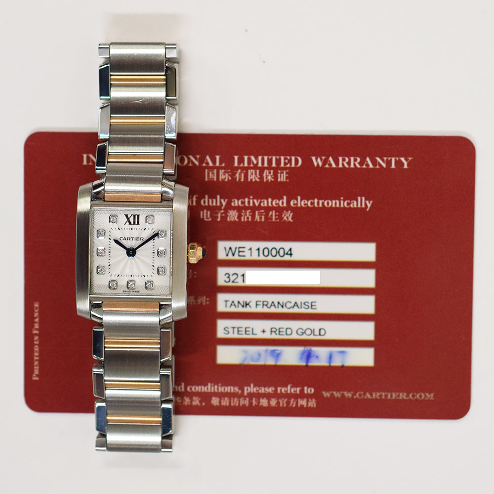 Cartier Tank Française Small Diamond Dial Steel WE110004 – Silver Diamond Dial