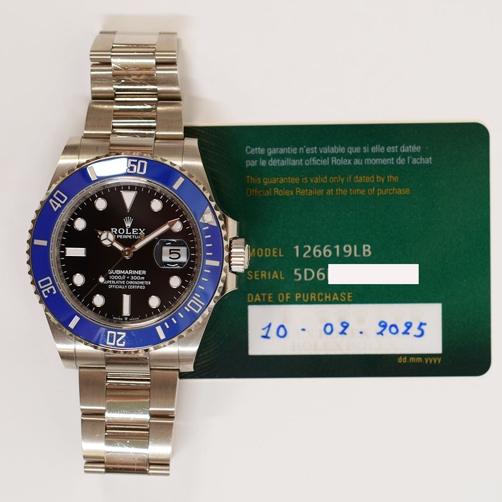 Rolex Submariner Date 41mm White Gold Blue Bezel 126619LB – Black Dial