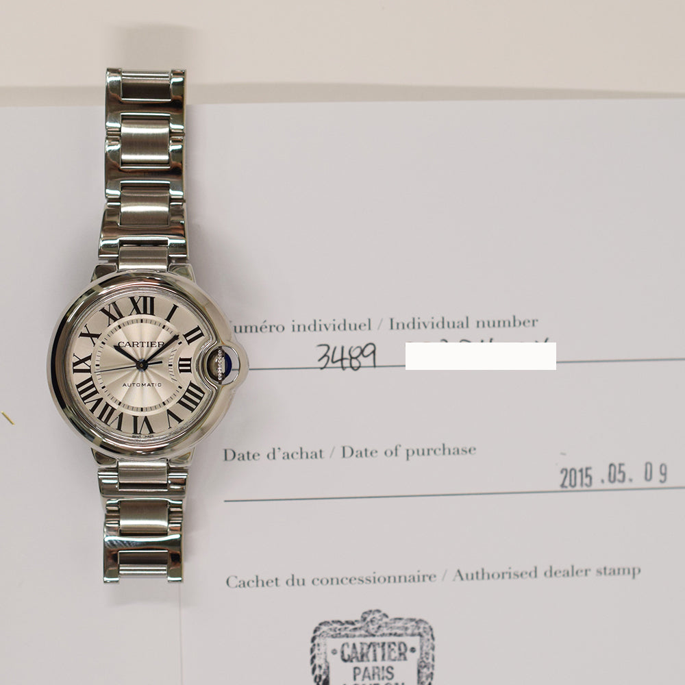 Cartier Ballon Bleu 33mm Steel W6920071 – Silver Roman Dial