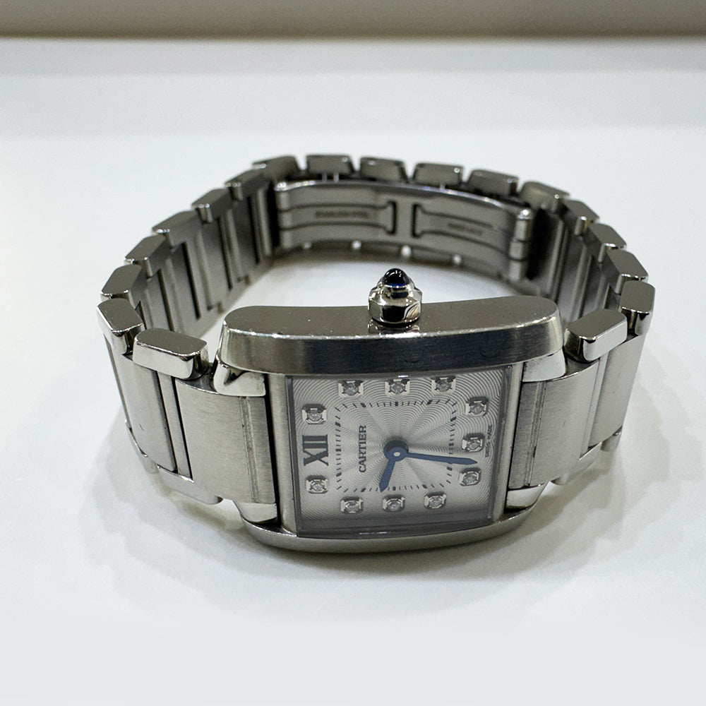 Cartier Tank Française Small Diamond Dial Steel WE110006 – Silver Diamond Dial