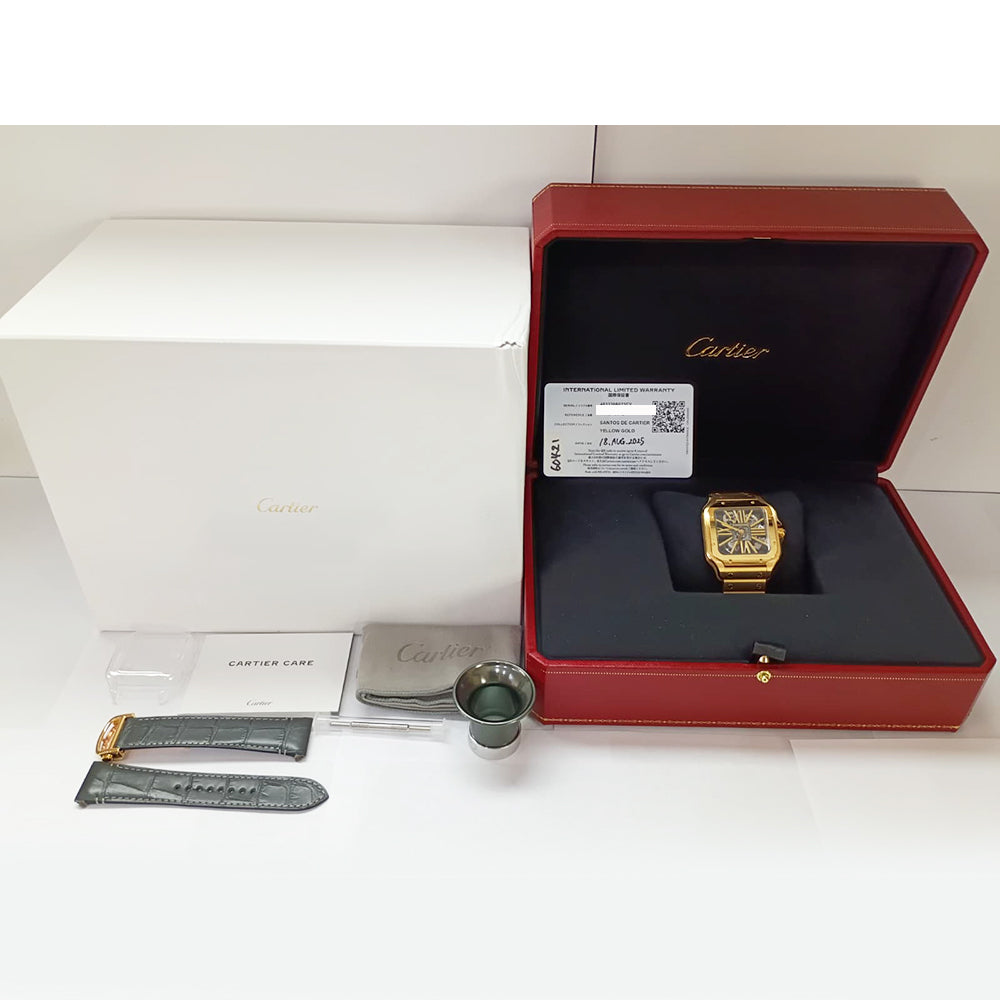 Cartier Santos de Cartier Skeleton 39.7mm Yellow Gold WHSA0042 – Skeleton Dial