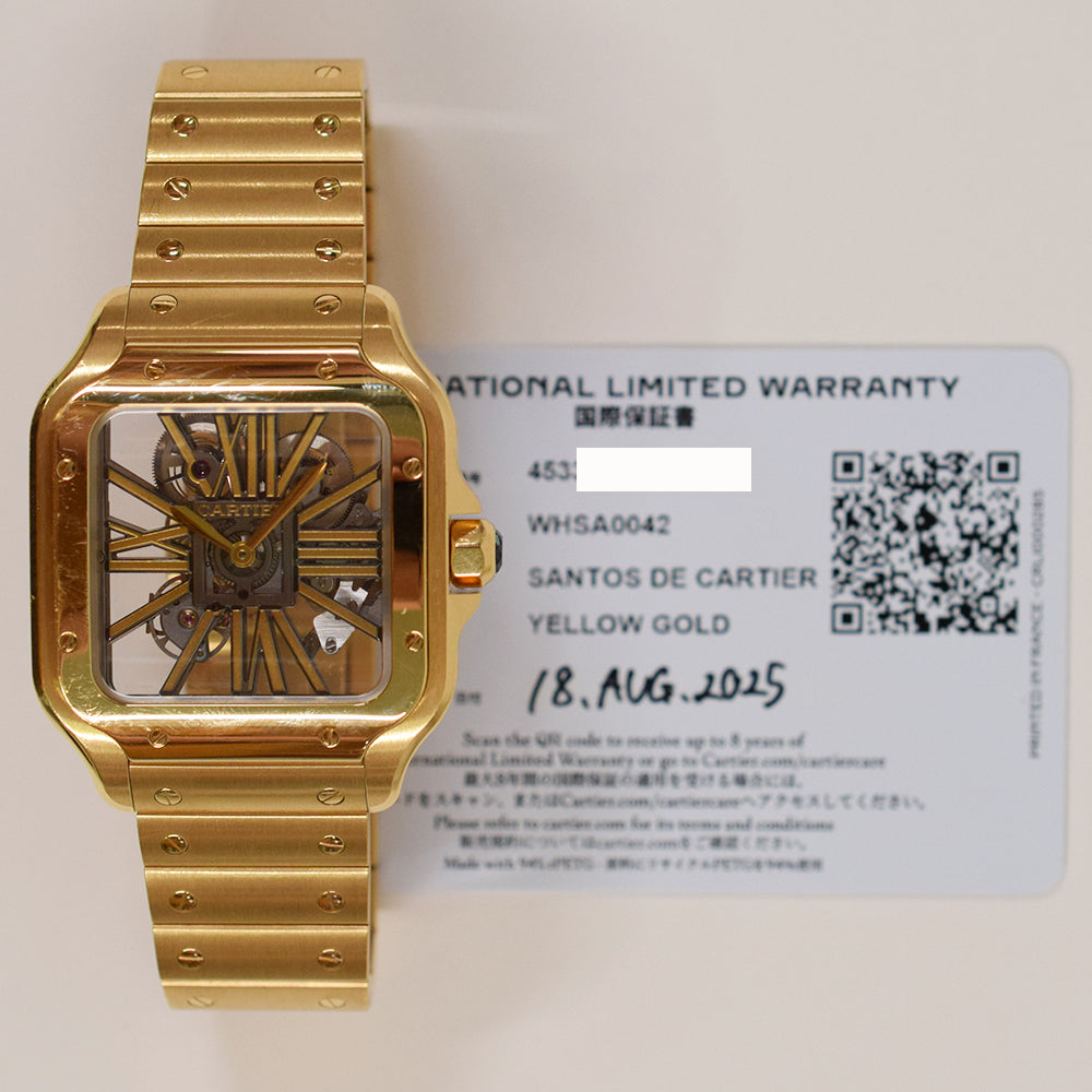 Cartier Santos de Cartier Skeleton 39.7mm Yellow Gold WHSA0042 – Skeleton Dial