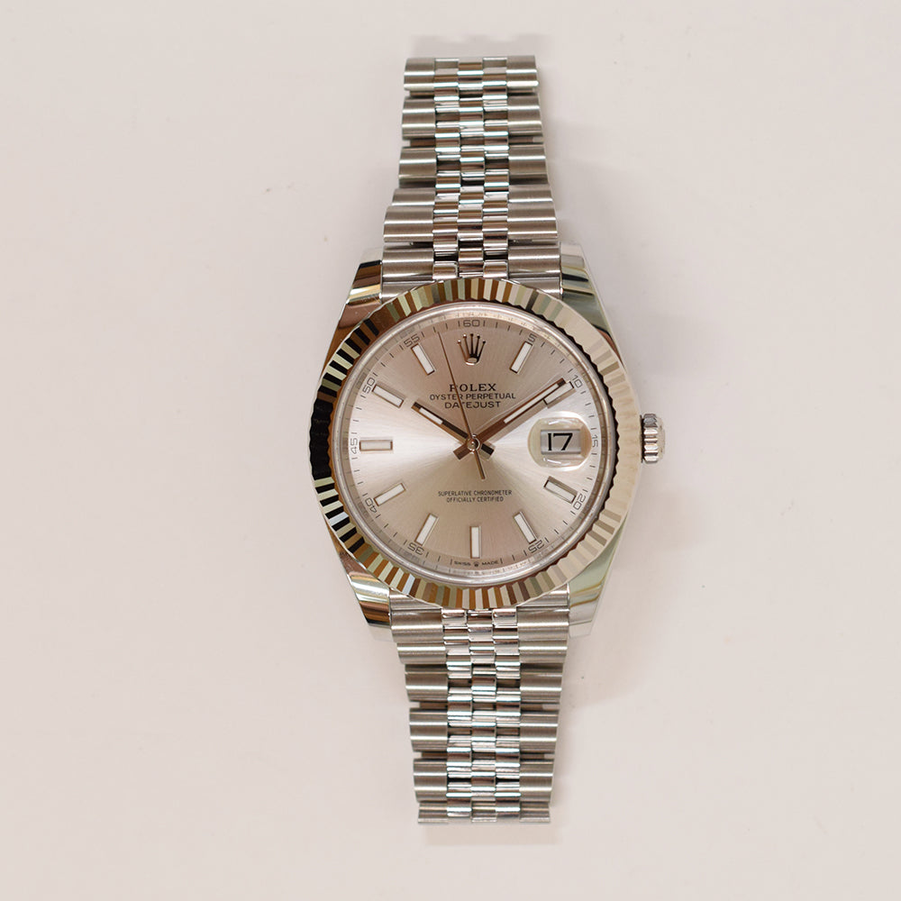 Rolex Datejust 41mm Steel and White Gold Fluted Bezel 126334 – Silver Dial