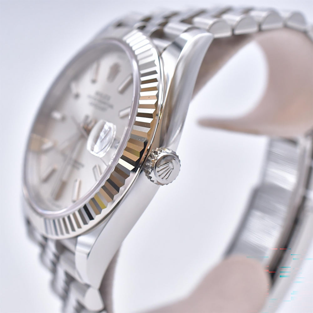 Rolex Datejust 41mm Steel and White Gold Fluted Bezel 126334 – Silver Dial