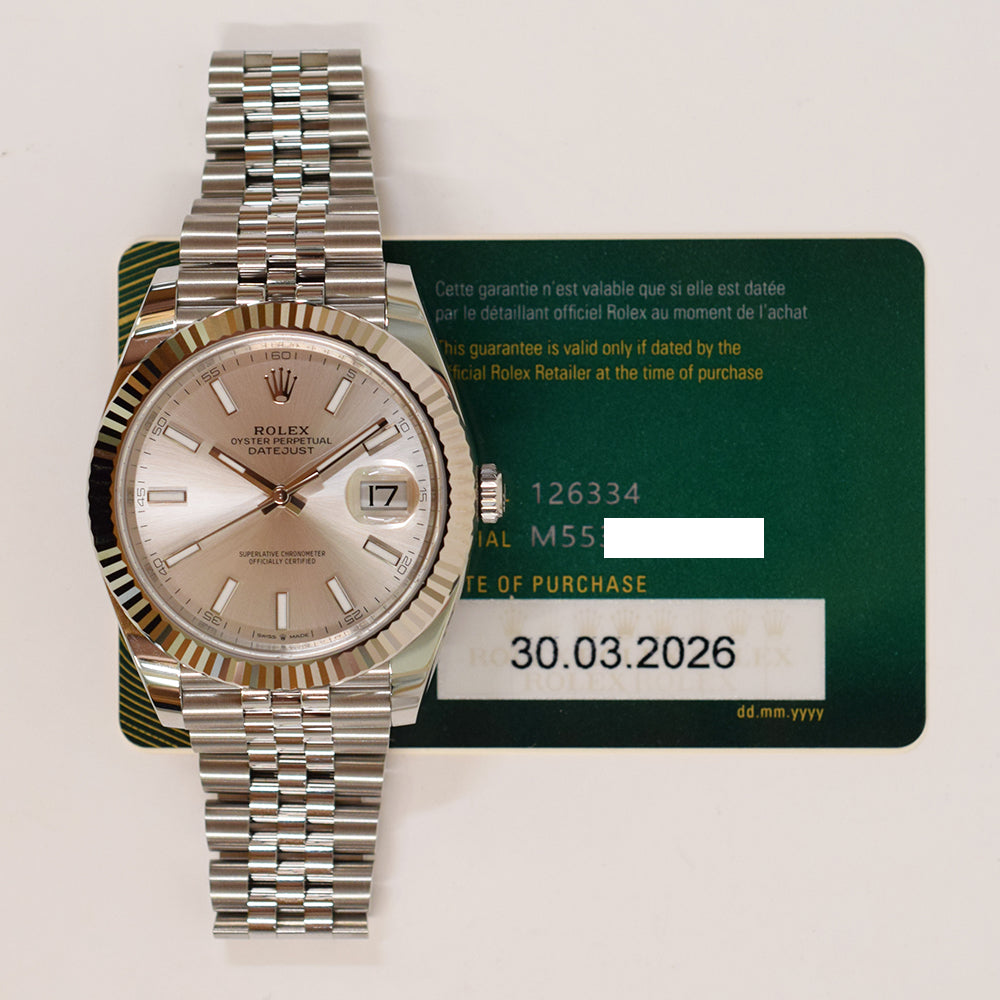 Rolex Datejust 41mm Steel and White Gold Fluted Bezel 126334 – Silver Dial