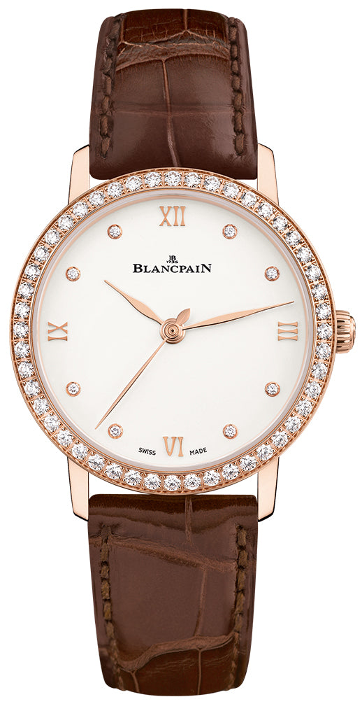 Blancpain Villeret Ultraplate Red Gold Diamond Brown Alligator (6104-2987-55A)