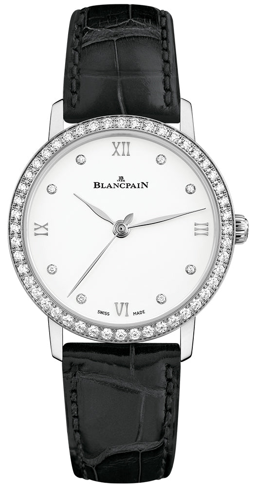 Blancpain Villeret Ultraplate Steel Diamond Black Alligator (6104-4628-55A)