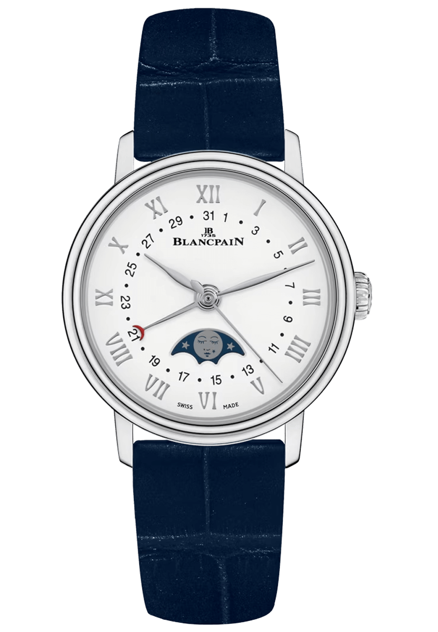 Blancpain Villeret Quantieme Phases de Lune Steel Blue Alligator (6106-1127-55A)