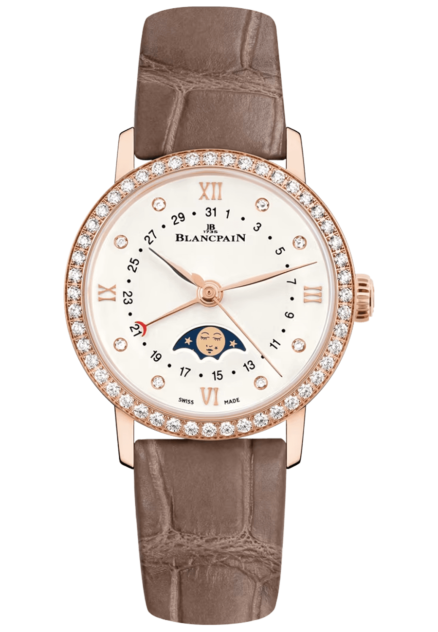 Blancpain Villeret Quantieme Phases de Lune Taupe Alligator Diamond (6106-2987-55A)
