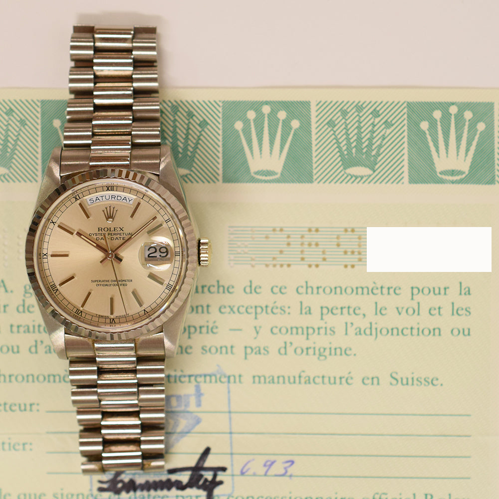 Rolex Day-Date 36mm White Gold 18239 – Silver Dial