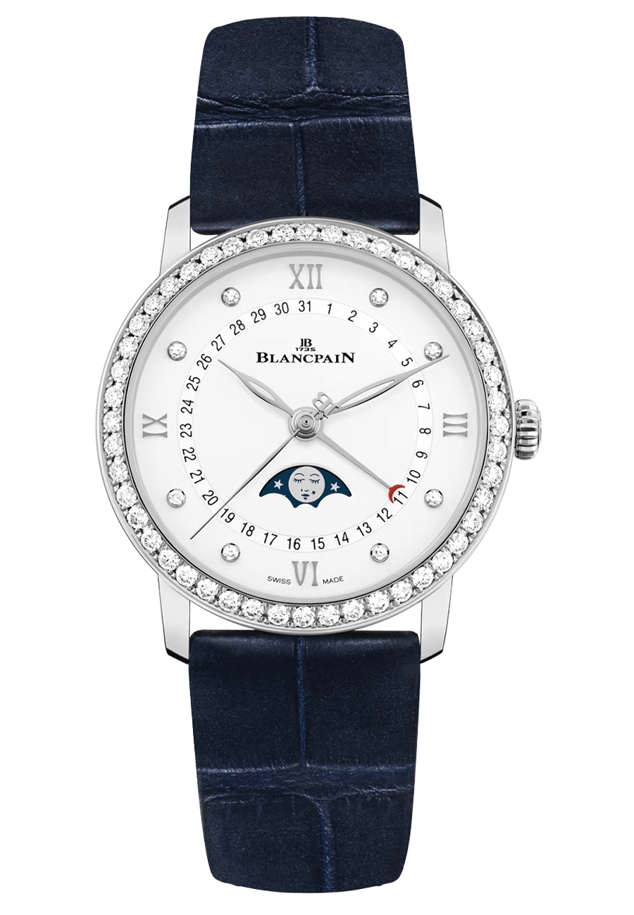 Blancpain Villeret Quantieme Phase de Lune Diamond Blue Alligator (6126-4628-55B)