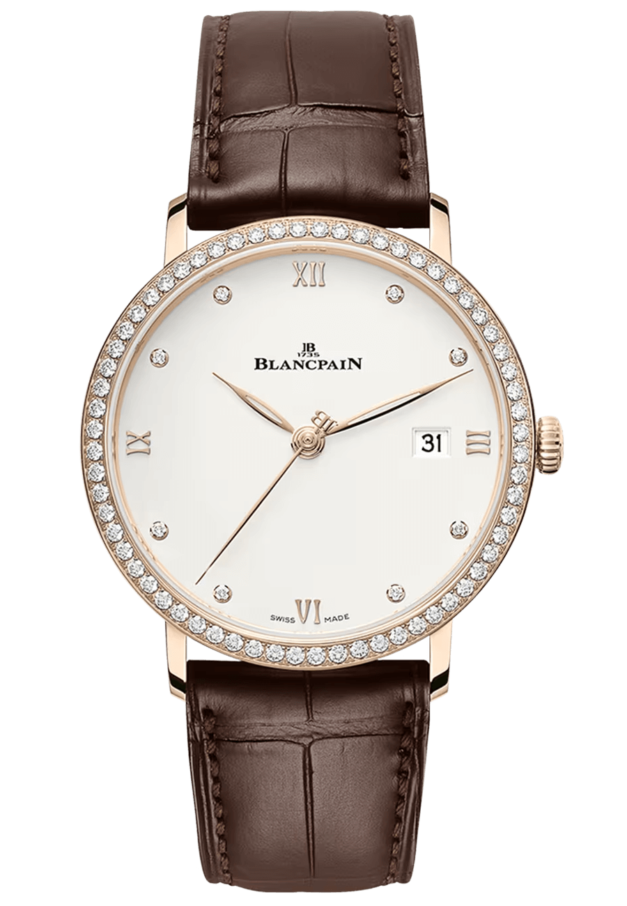 Blancpain Villeret Ultraplate Date Red Gold Diamond Ultra-Slim Alligator (6224-2987-55B)
