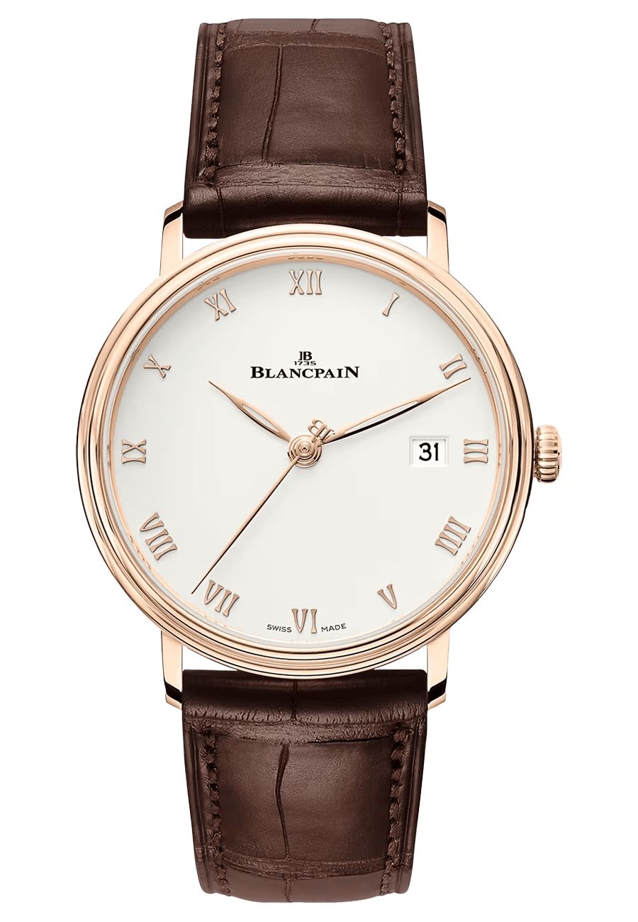 Blancpain Villeret Ultraplate Date Red Gold Ultra-Slim Alligator (6224-3642-55B)