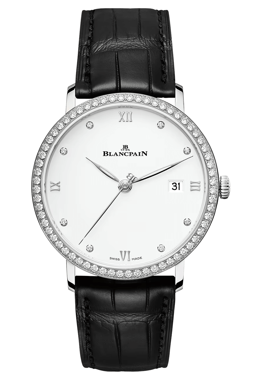 Blancpain Villeret Ultraplate Date Steel Diamond Ultra-Slim Alligator (6224-4628-55B)