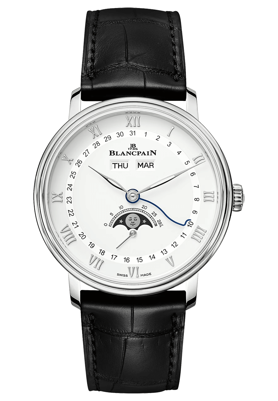 Blancpain Villeret Quantieme Complet Steel Black Alligator Men's Watch 2 (6264-1127-55B)