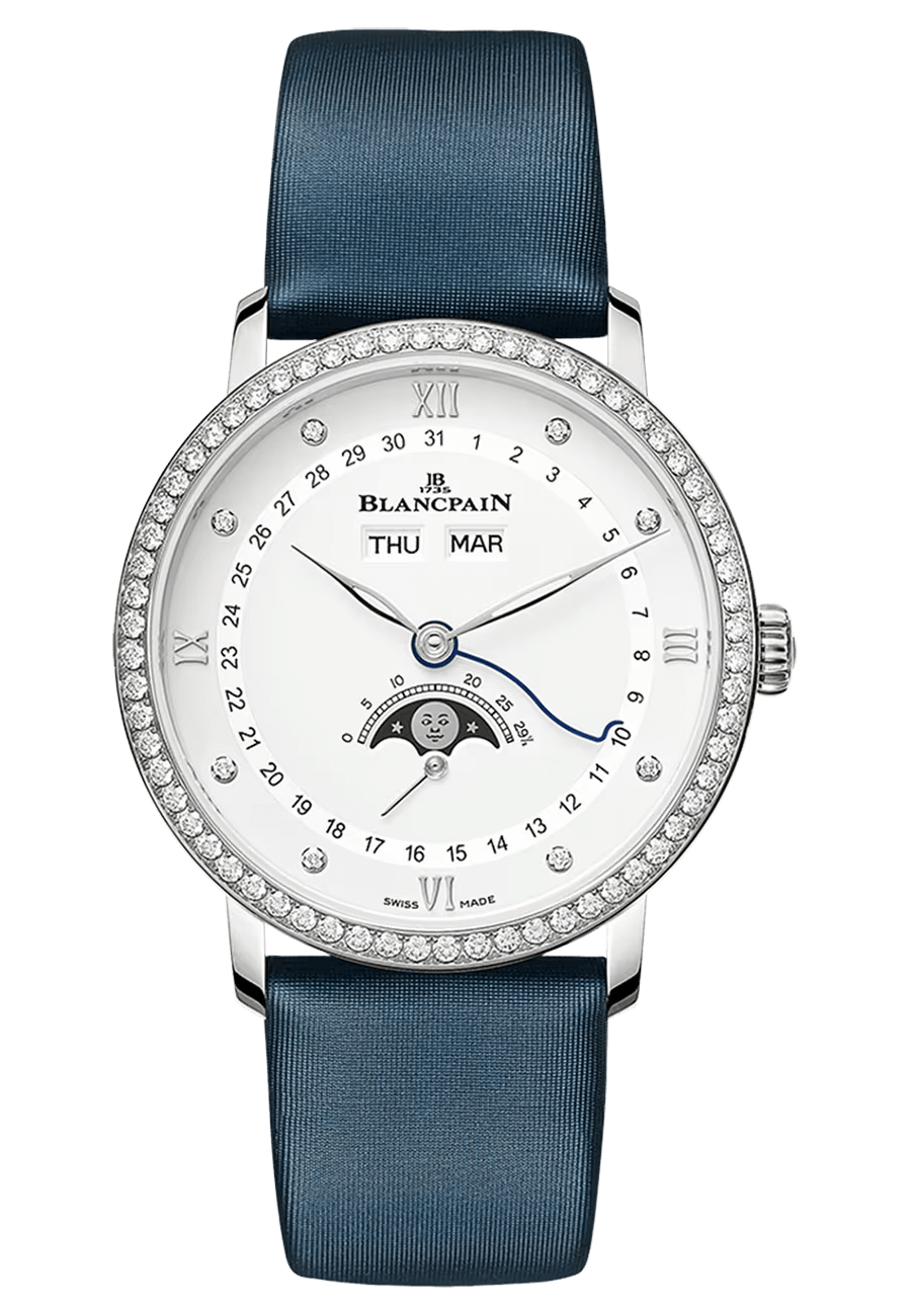 Blancpain Villeret Quantieme Complet Steel Diamond Blue Satin (6264-4628-95A)
