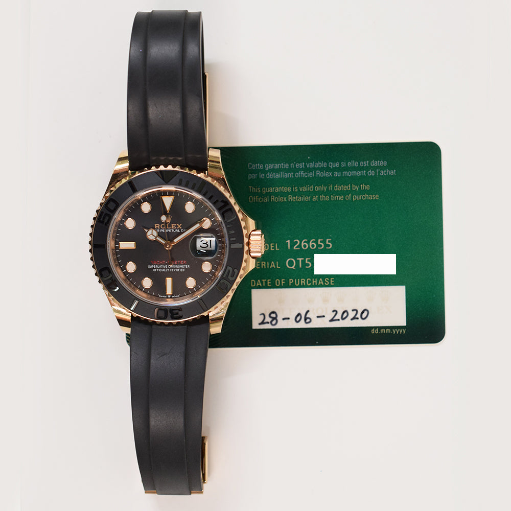 Rolex Yacht-Master 40mm Everose Gold Oysterflex 126655 – Black Dial