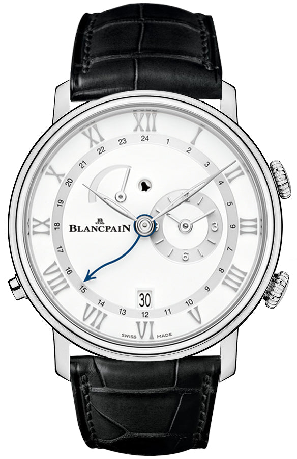 Blancpain Villeret Reveil GMT Steel Black Alligator (6640-1127-55B)
