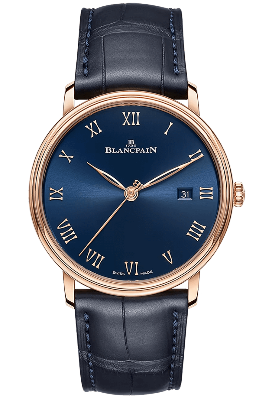 Blancpain Villeret Ultraplate Date 40mm Red Gold Blue Alligator (6651-3640-55B)
