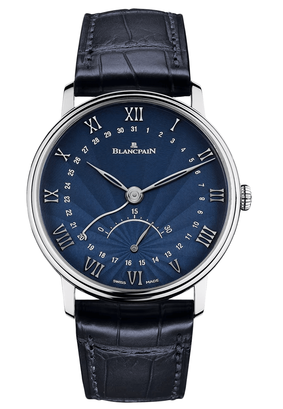 Blancpain Villeret Ultraplate Date Retrograde Seconds Blue Alligator (6653Q-1529-55B)