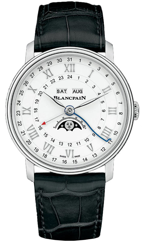 Blancpain Villeret Quantieme Complet Phases de Lune GMT Steel Alligator (6676-1127-55B)