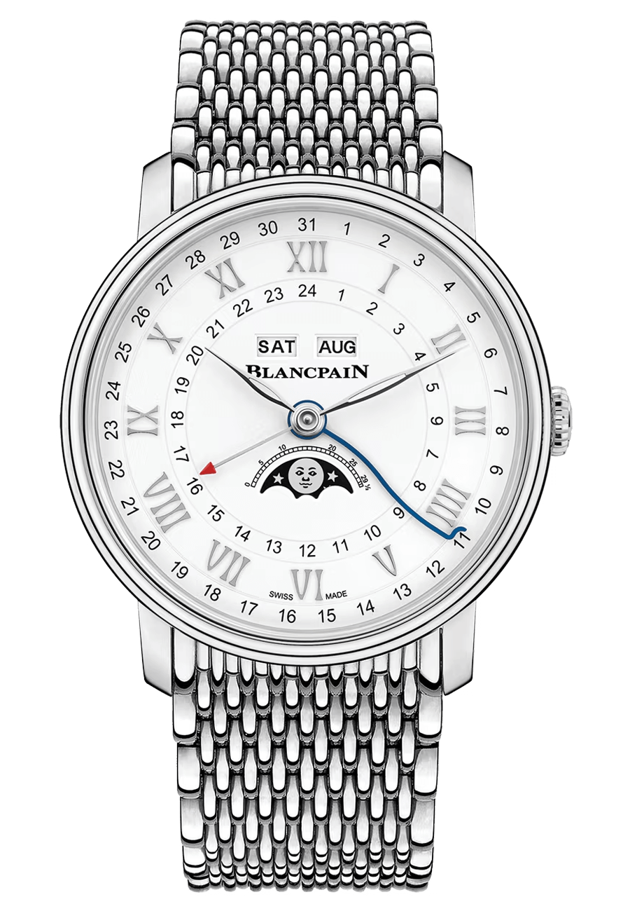 Blancpain Villeret Quantieme Complet Phases de Lune GMT Steel (6676-1127-MMB)