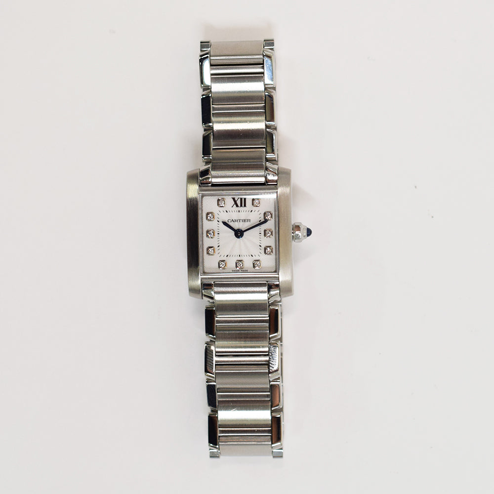 Cartier Tank Française Small Diamond Dial Steel WE110006 – Silver Diamond Dial
