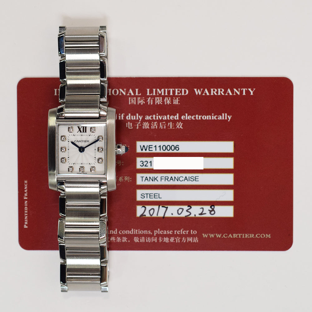 Cartier Tank Française Small Diamond Dial Steel WE110006 – Silver Diamond Dial