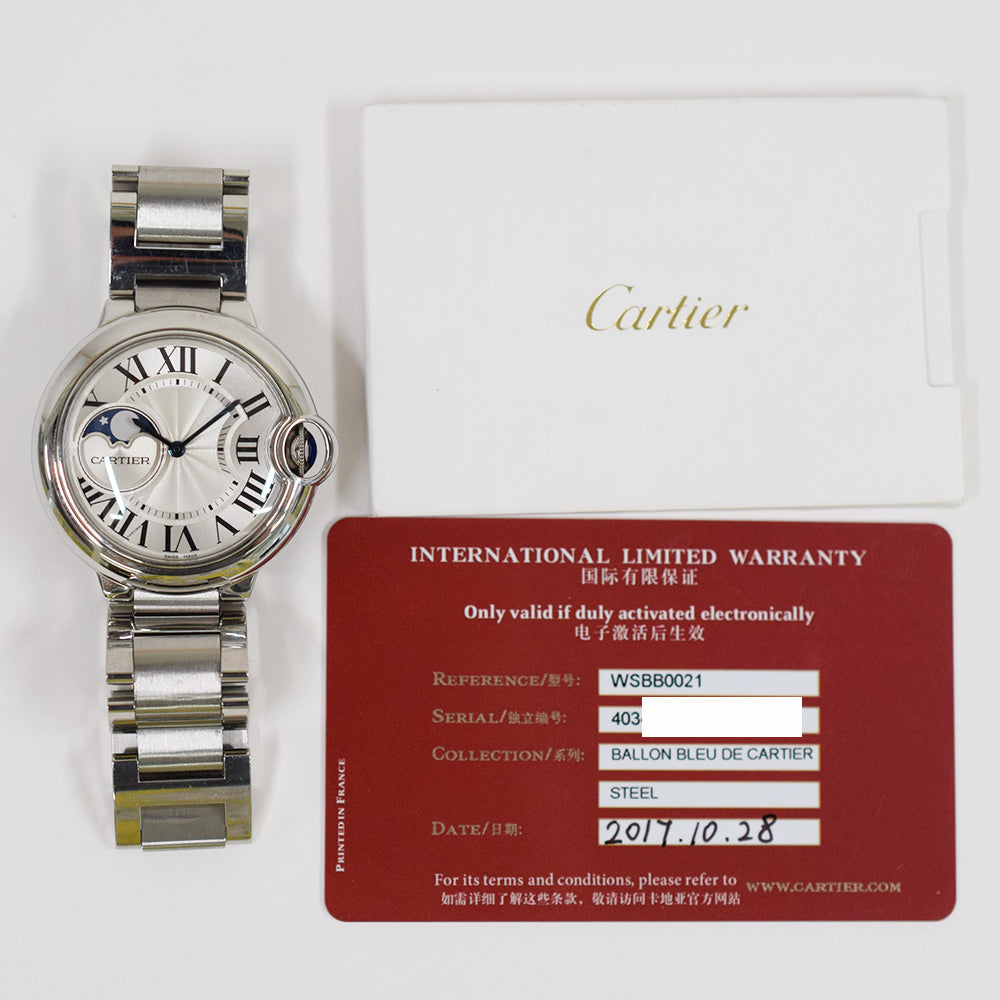 Cartier Ballon Bleu de Cartier Moonphases 37mm Steel WSBB0021 – Silver Roman Dial