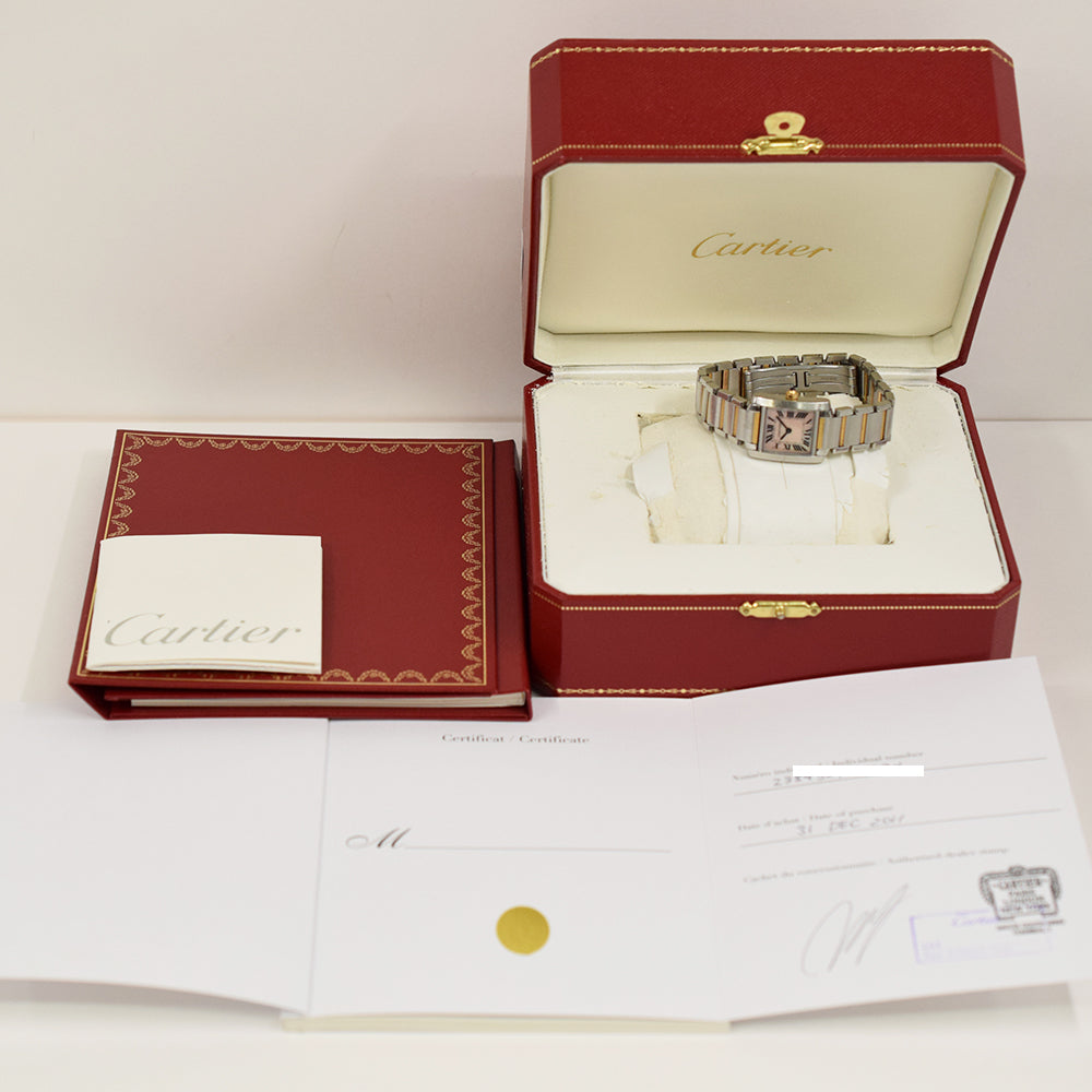 Cartier Tank Française Small Stainless Steel W51027Q4 – Pink MOP Roman Dial