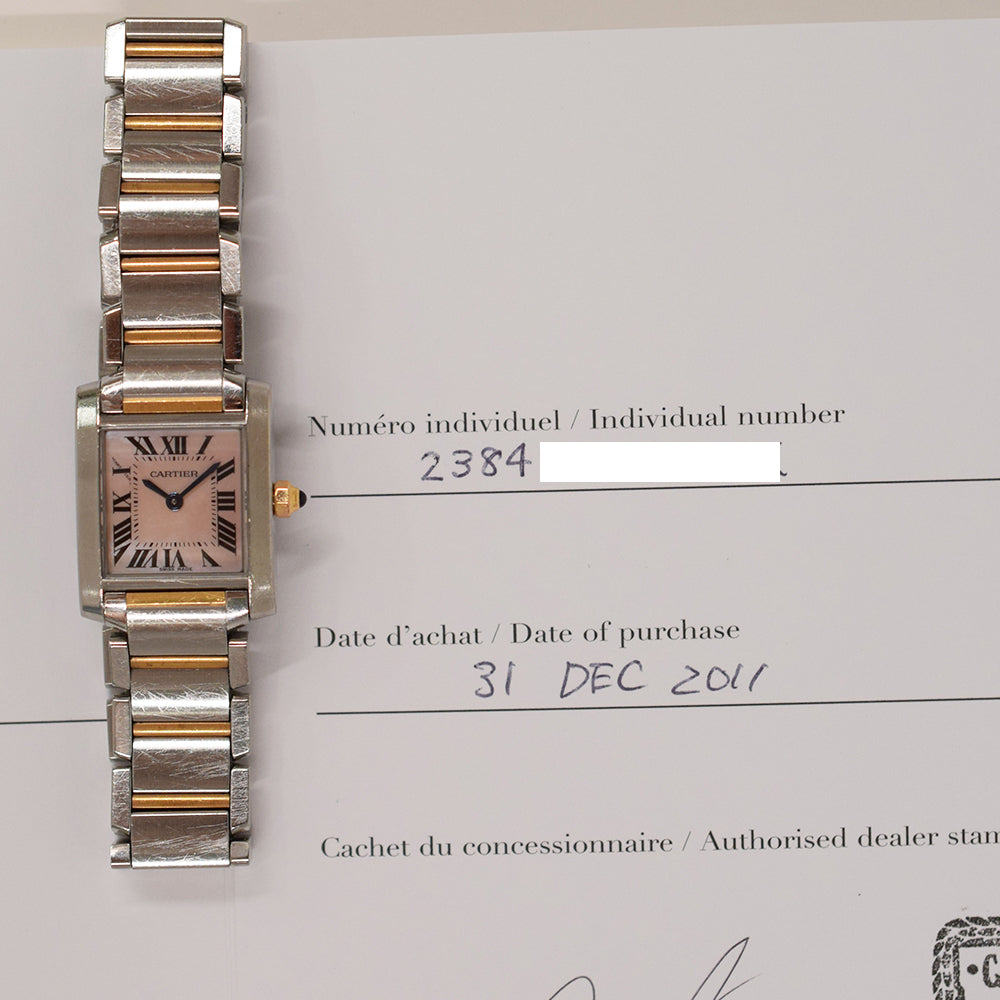 Cartier Tank Française Small Stainless Steel W51027Q4 – Pink MOP Roman Dial