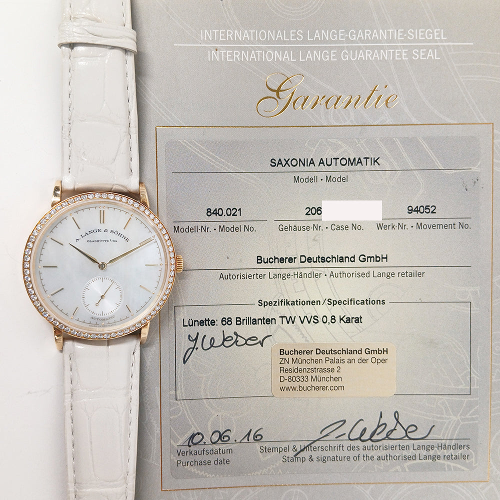 A. Lange & Söhne Saxonia Automatic 37mm Diamond Bezel 840.021 – Silver Dial