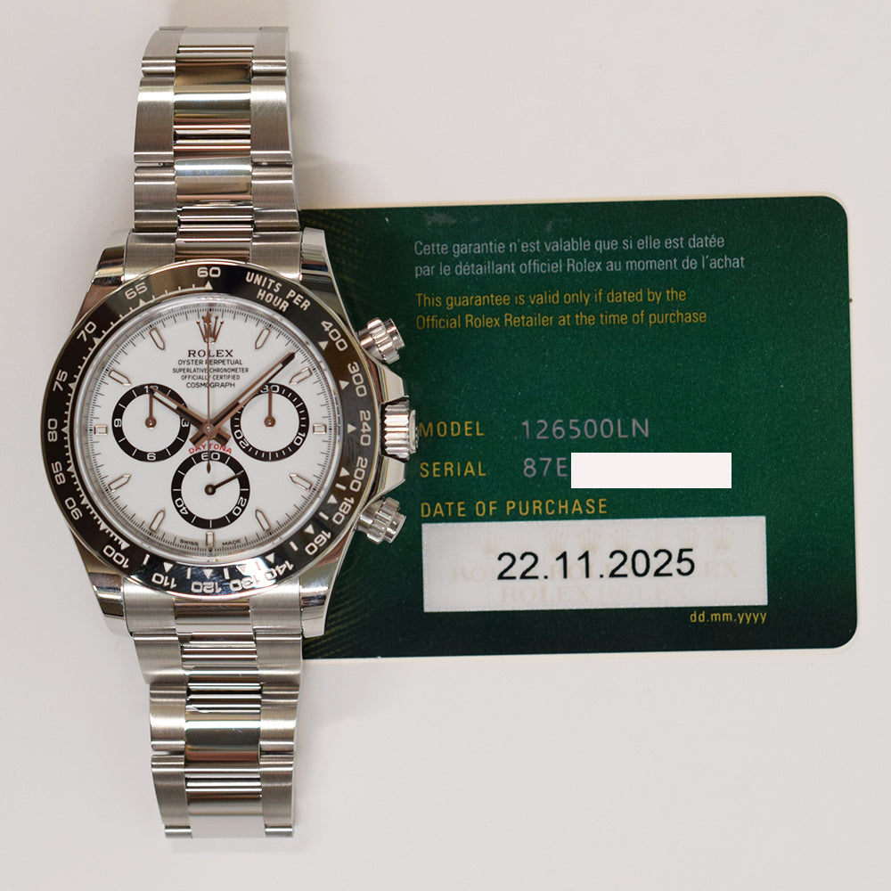 Rolex Cosmograph Daytona 40mm Steel Ceramic Bezel 126500LN – White Dial